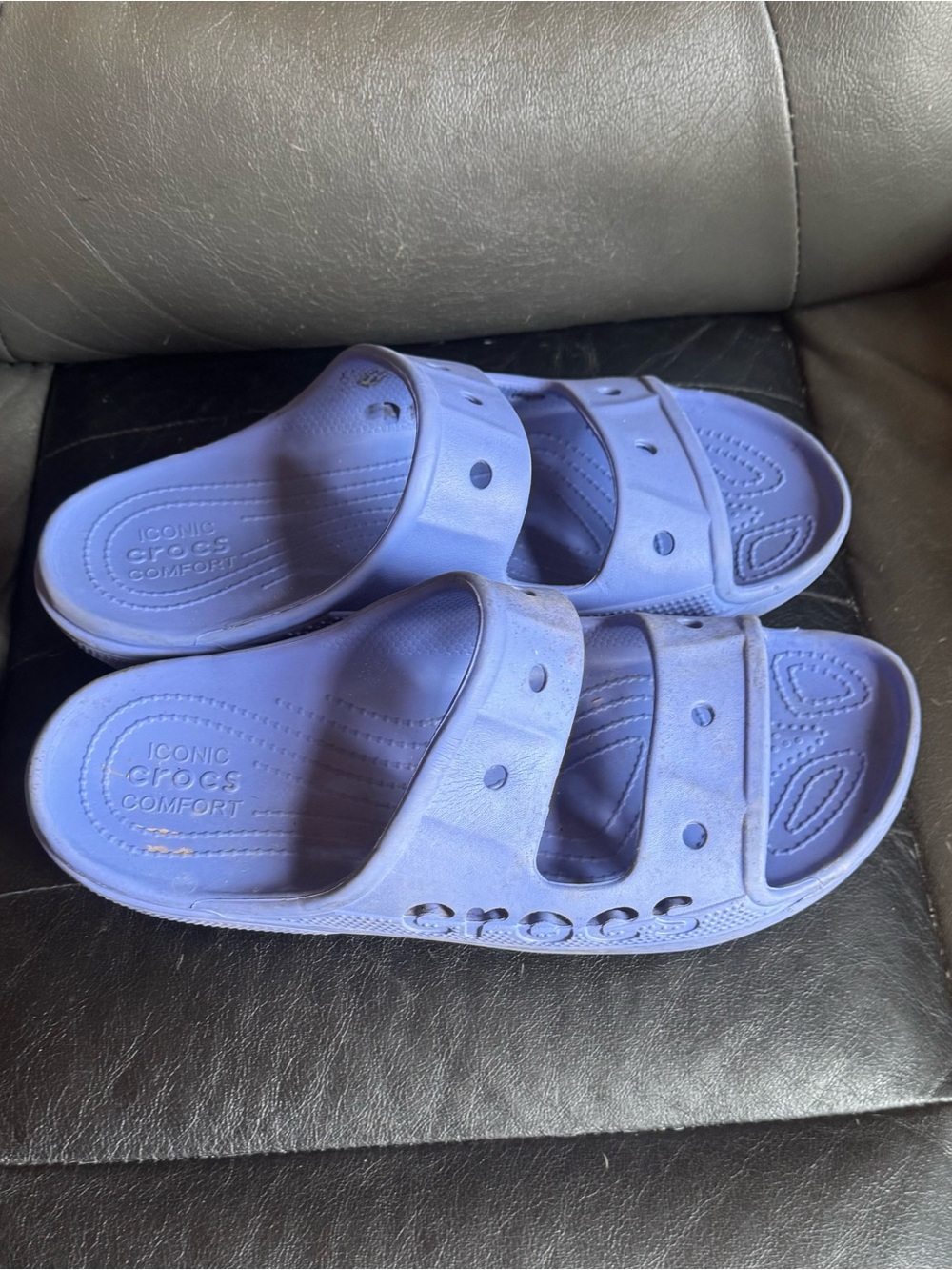CROCS classic blue Double-Strap Slide Sandals